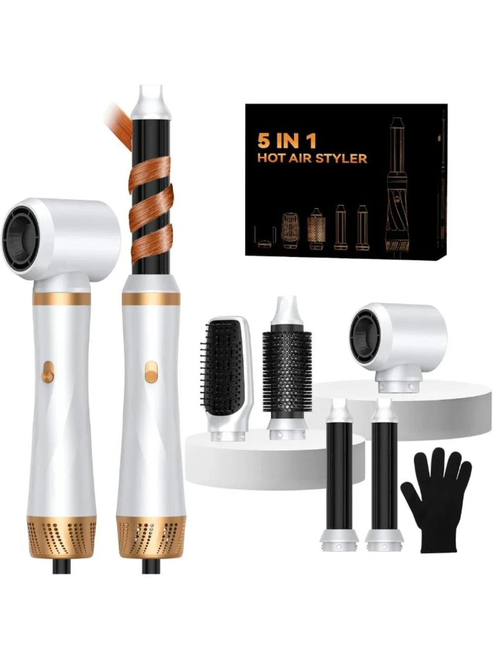 5-in-1 Blow Dryer Brush Set - Ionic Hair Tool for Curling, Volumizing